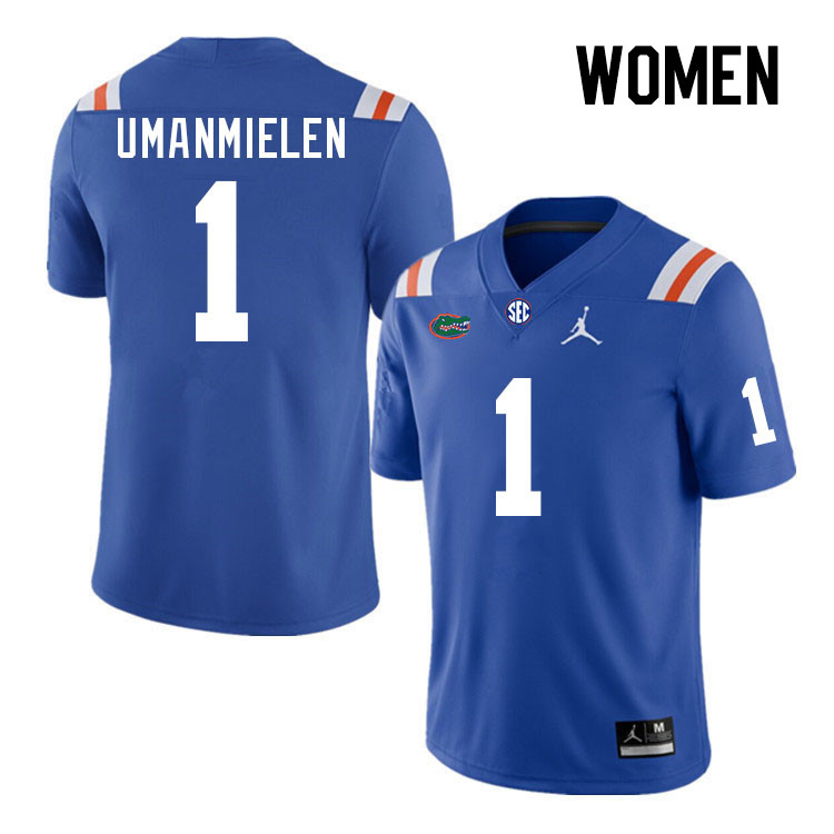 Women #1 Princely Umanmielen Florida Gators College Football Jerseys Stitched Sale-Throwback - Click Image to Close